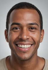 Obraz premium Portrait view of a regular happy smiling Belize man, ultra realistic, candid, social media, avatar image, plain solid background