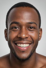 Obraz premium Portrait view of a regular happy smiling Barbados man, ultra realistic, candid, social media, avatar image, plain solid background