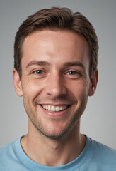 Fototapeta premium Portrait view of a regular happy smiling Canada man, ultra realistic, candid, social media, avatar image, plain solid background