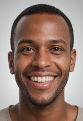 Fototapeta premium Portrait view of a regular happy smiling Dominica man, ultra realistic, candid, social media, avatar image, plain solid background
