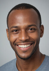 Obraz premium Portrait view of a regular happy smiling Dominica man, ultra realistic, candid, social media, avatar image, plain solid background