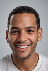 Obraz premium Portrait view of a regular happy smiling Dominican Republic man, ultra realistic, candid, social media, avatar image, plain solid background
