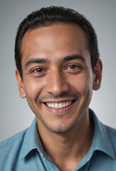 Obraz premium Portrait view of a regular happy smiling Guatemala man, ultra realistic, candid, social media, avatar image, plain solid background