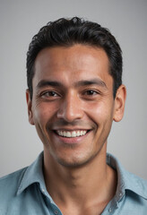Obraz premium Portrait view of a regular happy smiling Guatemala man, ultra realistic, candid, social media, avatar image, plain solid background