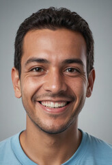 Obraz premium Portrait view of a regular happy smiling Honduras man, ultra realistic, candid, social media, avatar image, plain solid background