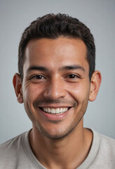 Obraz premium Portrait view of a regular happy smiling Honduras man, ultra realistic, candid, social media, avatar image, plain solid background