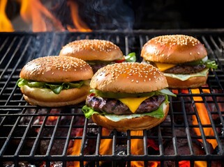 Grilled Perfection Juicy Burgers on the Grill image Generated by Ai 