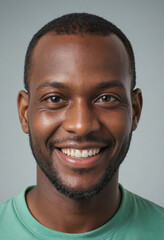 Obraz premium Portrait view of a regular happy smiling Saint Kitts and Nevis man, ultra realistic, candid, social media, avatar image, plain solid background