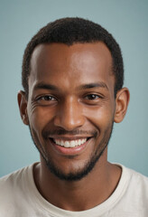 Obraz premium Portrait view of a regular happy smiling Saint Vincent and the Grenadines man, ultra realistic, candid, social media, avatar image, plain solid background