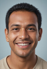 Fototapeta premium Portrait view of a regular happy smiling Federated States of Micronesia man, ultra realistic, candid, social media, avatar image, plain solid background