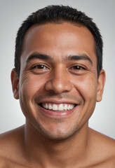 Obraz premium Portrait view of a regular happy smiling Samoa man, ultra realistic, candid, social media, avatar image, plain solid background