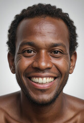 Obraz premium Portrait view of a regular happy smiling Solomon Islands man, ultra realistic, candid, social media, avatar image, plain solid background