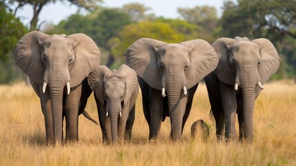 Elephant family in africsavanna