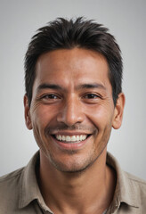 Fototapeta premium Portrait view of a regular happy smiling Bolivia man, ultra realistic, candid, social media, avatar image, plain solid background