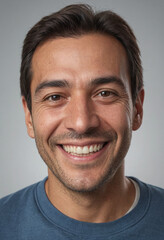 Obraz premium Portrait view of a regular happy smiling Chile man, ultra realistic, candid, social media, avatar image, plain solid background