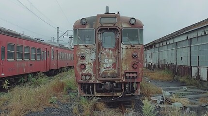 Obraz premium Abandoned Train Car in Japan