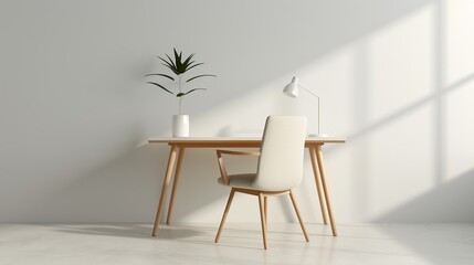 Minimalist home office with a sleek desk, simple chair, and uncluttered workspace emphasizing productivity and calm in a contemporary and stylish environment High Resolution picture, , Minimalism,