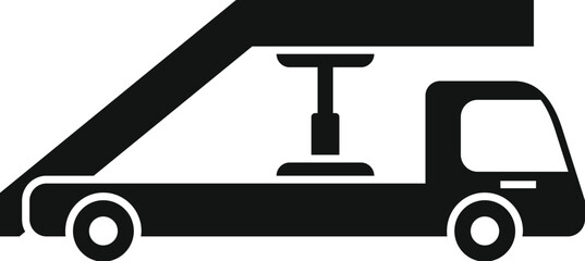 Obraz premium Black silhouette of airport passenger boarding stairs vehicle standing on the ground isolated on white background