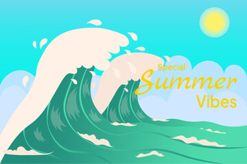 Naklejka premium illustration of a landscape with the sea