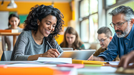 Adult Education Class: Diverse Students Engaged in Lifelong Learning