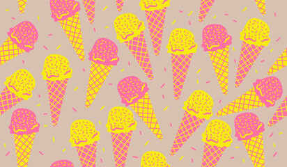 Cute ice cream pattern background vector design