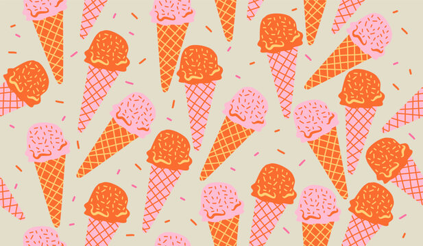 Cute ice cream pattern background vector design