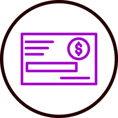 Donation Check Vector Line Purple Circle Black