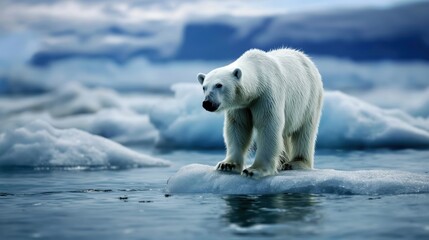 Polar bear standing on ice floe