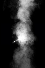 White Water Vapor Against Dark Background