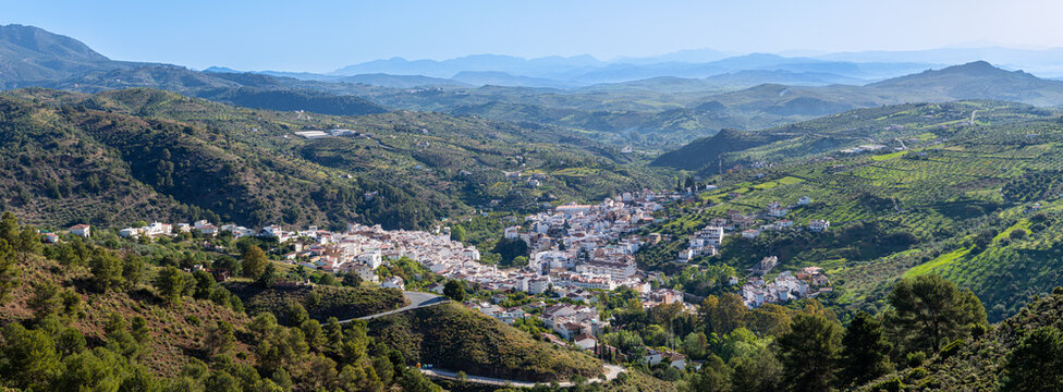 Hiking trail to waterfalls over river Caballos, Sierra de la Nieves National Park in Tolox, Malaga, Spain