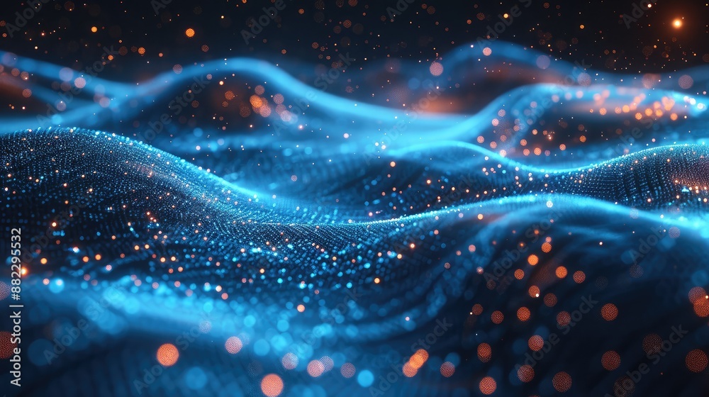 Poster Glowing blue lines forming a dynamic data network