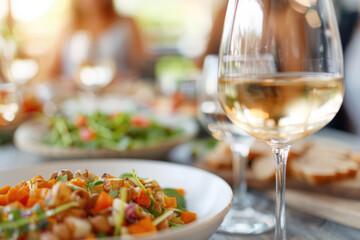 Group of happy young mix race people having lunch outdoors in Amsterdam street restaurant. Life style concept with friends having fun together on summer holiday