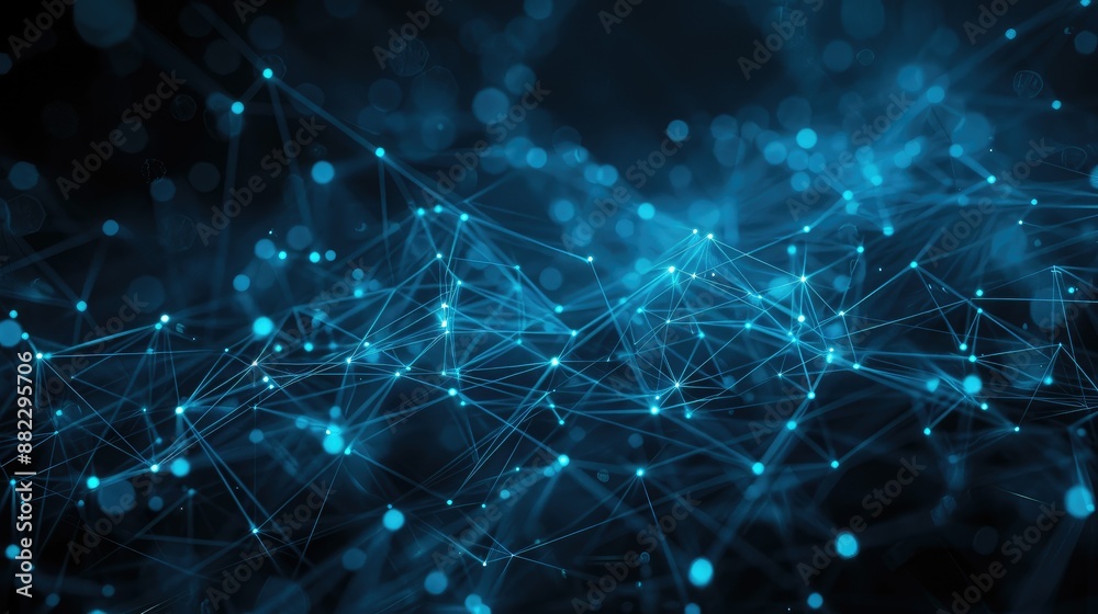 Poster Glowing blue lines forming a dynamic data network
