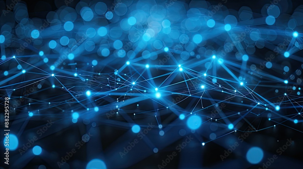 Poster glowing blue lines forming a dynamic data network