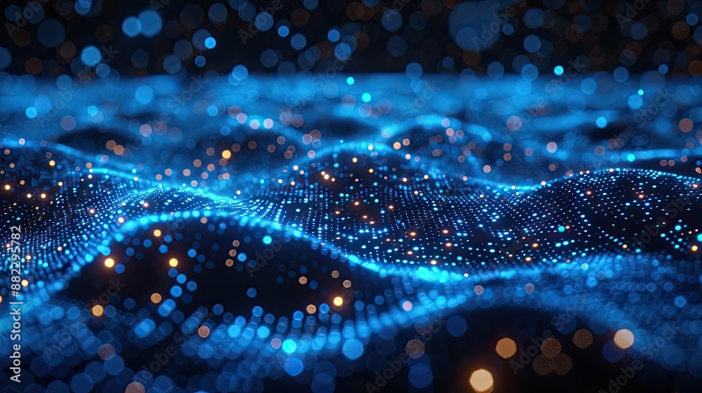 Aufkleber Glowing blue lines forming a dynamic data network