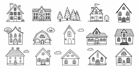 Fototapeta premium Charming house collection with whimsical architectural designs