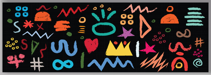 Abstract doodle brush shape geometric paint. Grunge graphic modern abstract collage element vector.