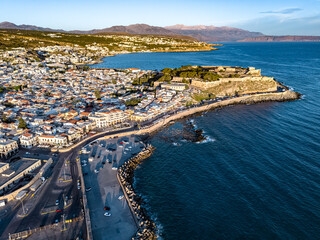 Fototapeta premium Aerial view of the city of Rethymno, Crete, Greece
