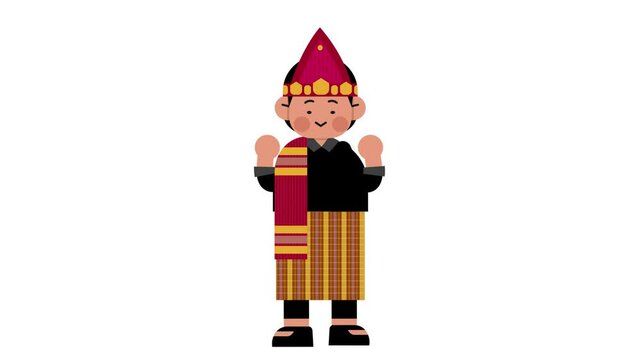 Cartoon Bataknese Traditional Dance Looping Animation
