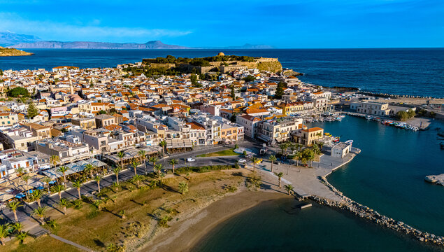 Aerial view of the city of Rethymno, Crete, Greece