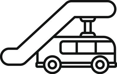 Simple line icon of an airport passenger boarding stairs, connecting passengers to the airplane for boarding or disembarking