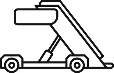 Line drawing of airport passenger boarding stairs, connecting plane and ground services, for transporting people