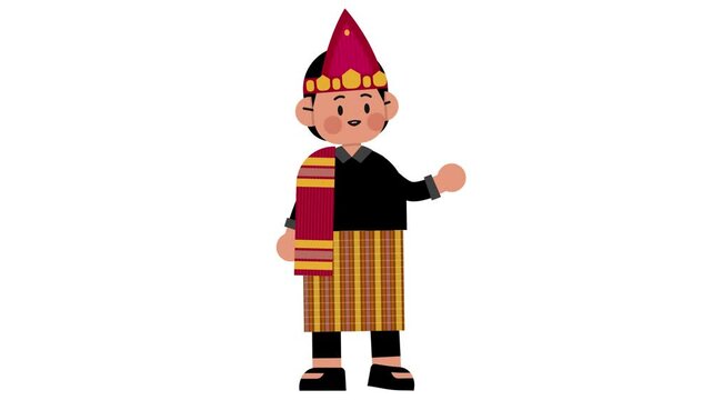 Bataknese character explain using gesture Loop Animation for event or education video