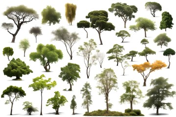 Isolated trees on white background , The collection of trees.