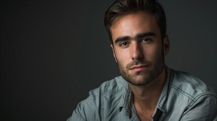 Fototapeta premium portrait of a man in grey shirt