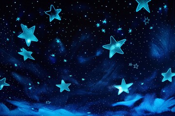 Bright blue stars twinkling in a dark night sky, creating a captivating and dreamy celestial scene.