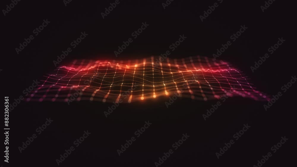 Aufkleber abstract colorful mesh grid background/ animation of an abstract glowing mesh surface waving with de