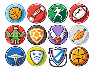 Dynamic Sports Icons and Logos - Football, Shields, Balls, Birds, and Team Symbols Collection in Vector Graphics, Sports icons and logos, football icons set, set of shields, set of sports icons, eggs 
