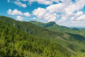 Obraz premium View of Mount Giewont. Beautiful summer landscape in the Tatra Mountains, Poland.