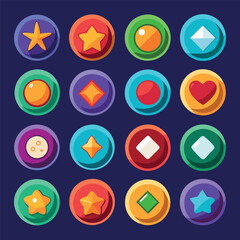 20 distinct buttons in a mobile game set